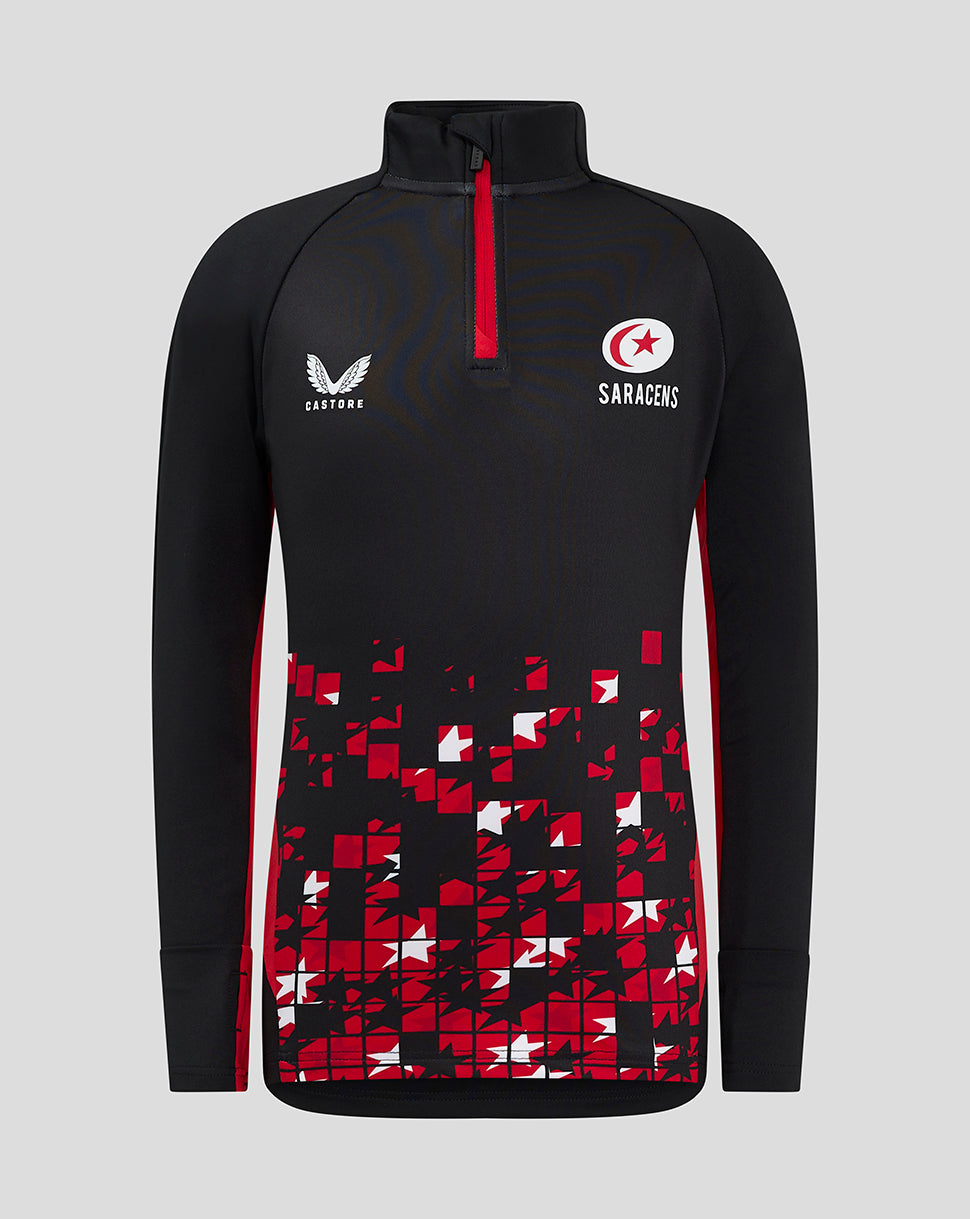 Saracens Junior 24/25 Matchday 1/4 Zip - Black/Red - Black/Red