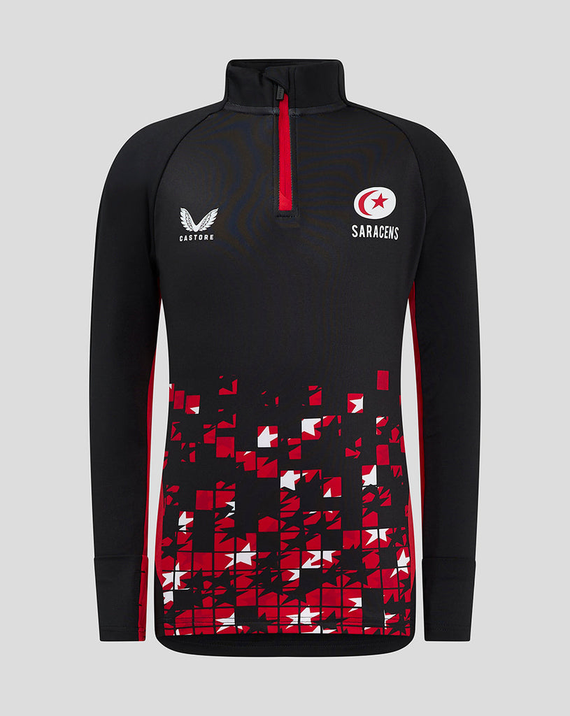 Saracens Junior 24/25 Matchday 1/4 Zip - Black/Red