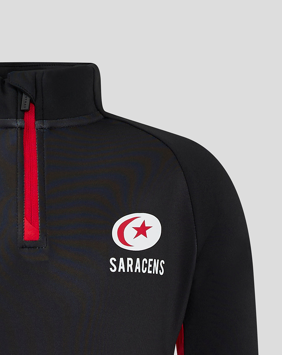 Saracens Junior 24/25 Matchday 1/4 Zip - Black/Red - Black/Red