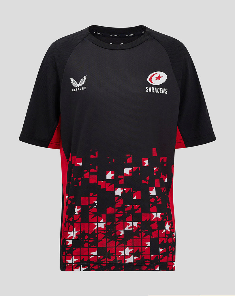 Saracens Junior 24/25 Matchday Short Sleeve Tee - Black/Red