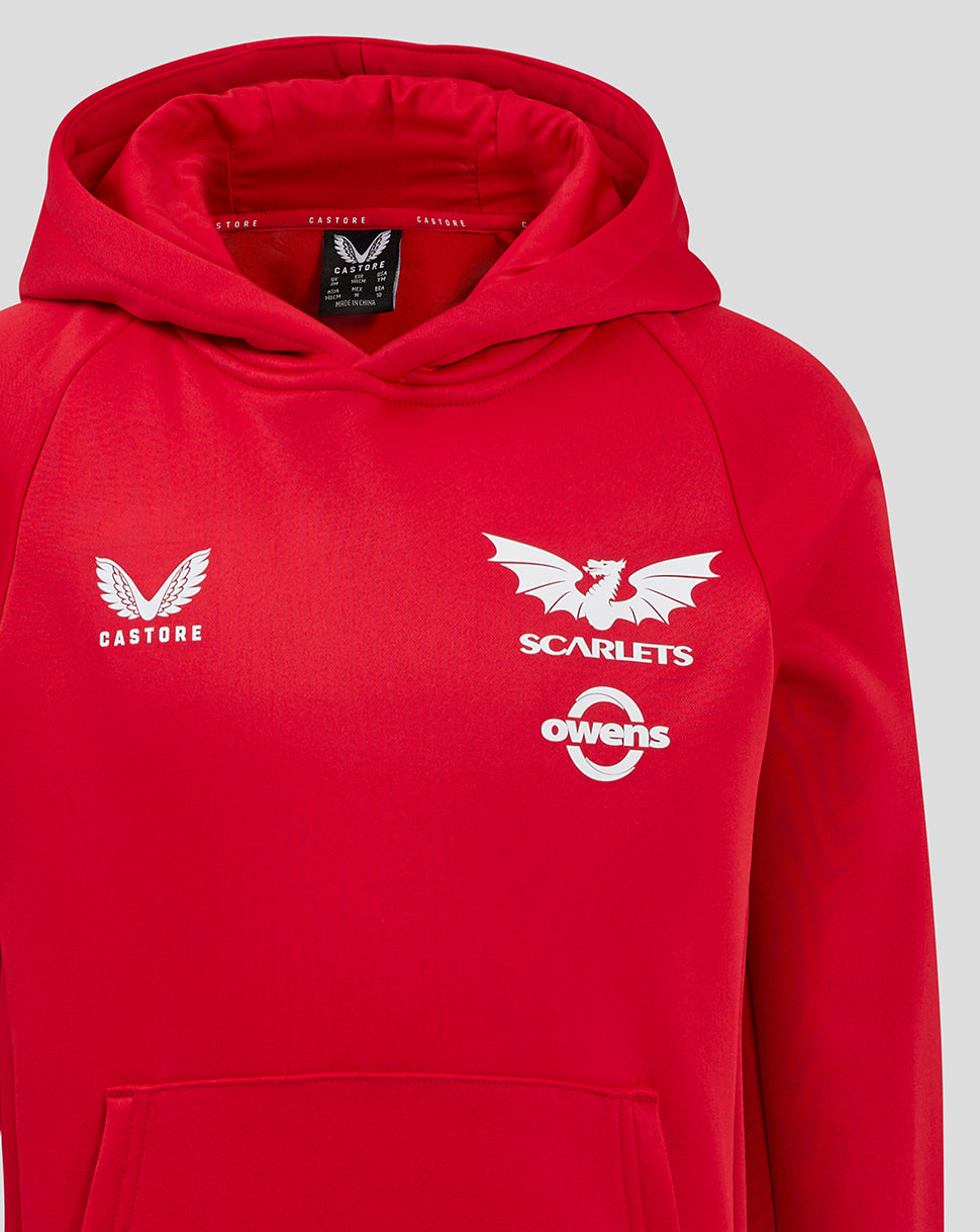 Scarlets Junior 24/25 Pro Players Hoody - True Red/Barbados Cherry