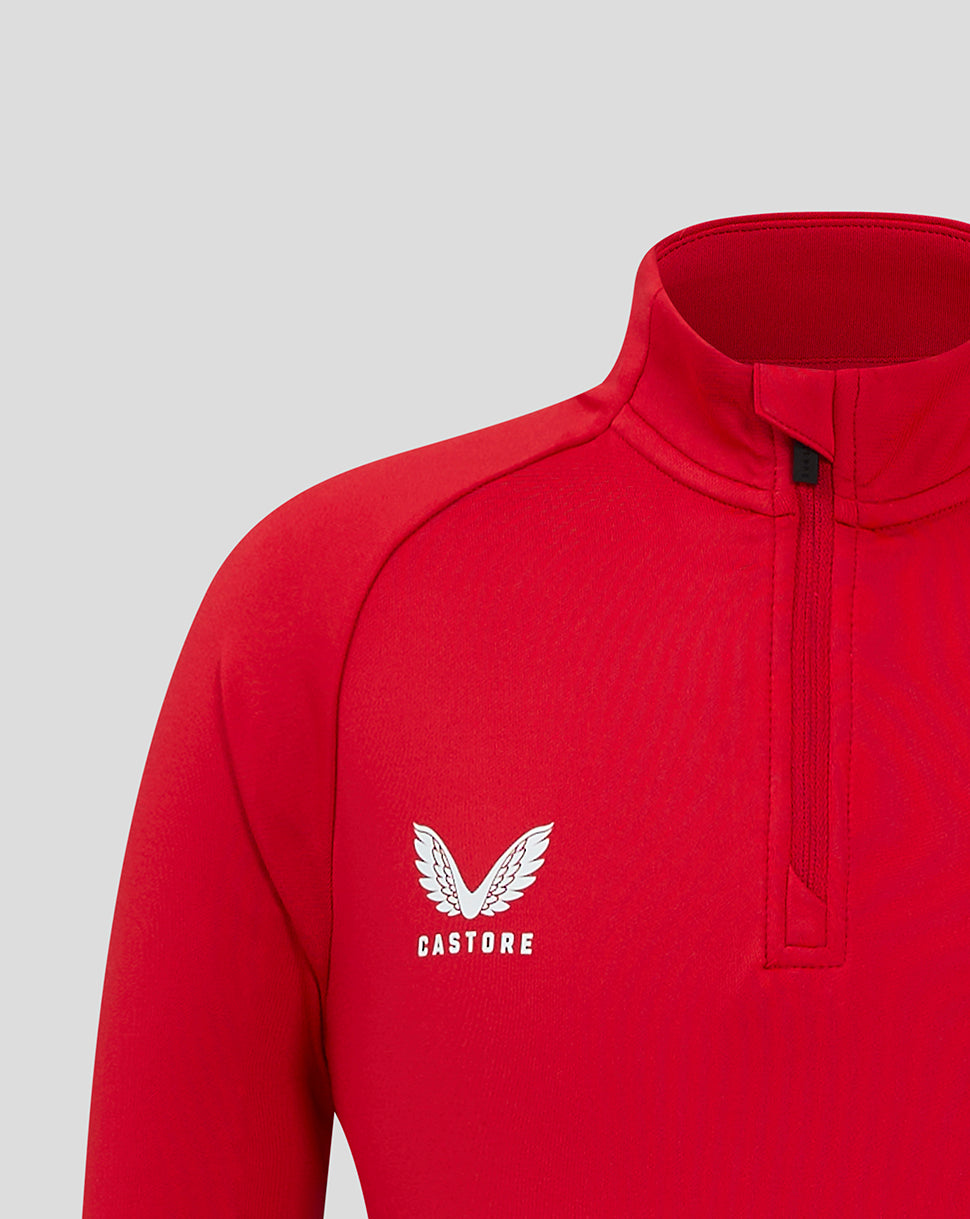 Scarlets Junior 24/25 Pro Players 1/4 Zip Midlayer - True Red/Barbados Cherry
