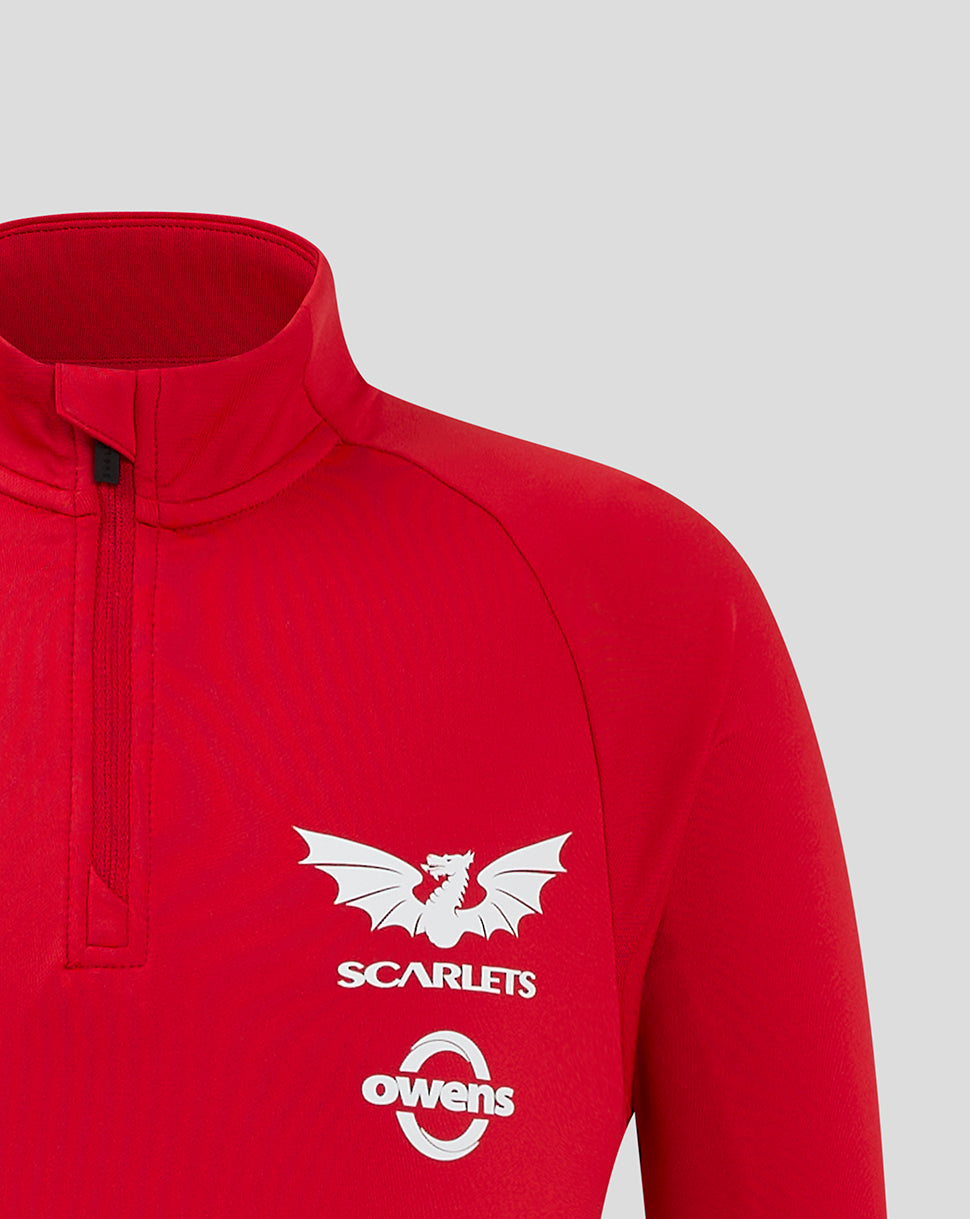 Scarlets Junior 24/25 Pro Players 1/4 Zip Midlayer - True Red/Barbados Cherry