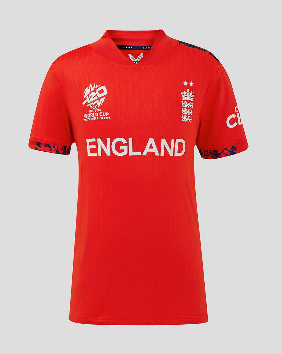 England Cricket Junior 24/25 T20 World Cup Shirt - Red