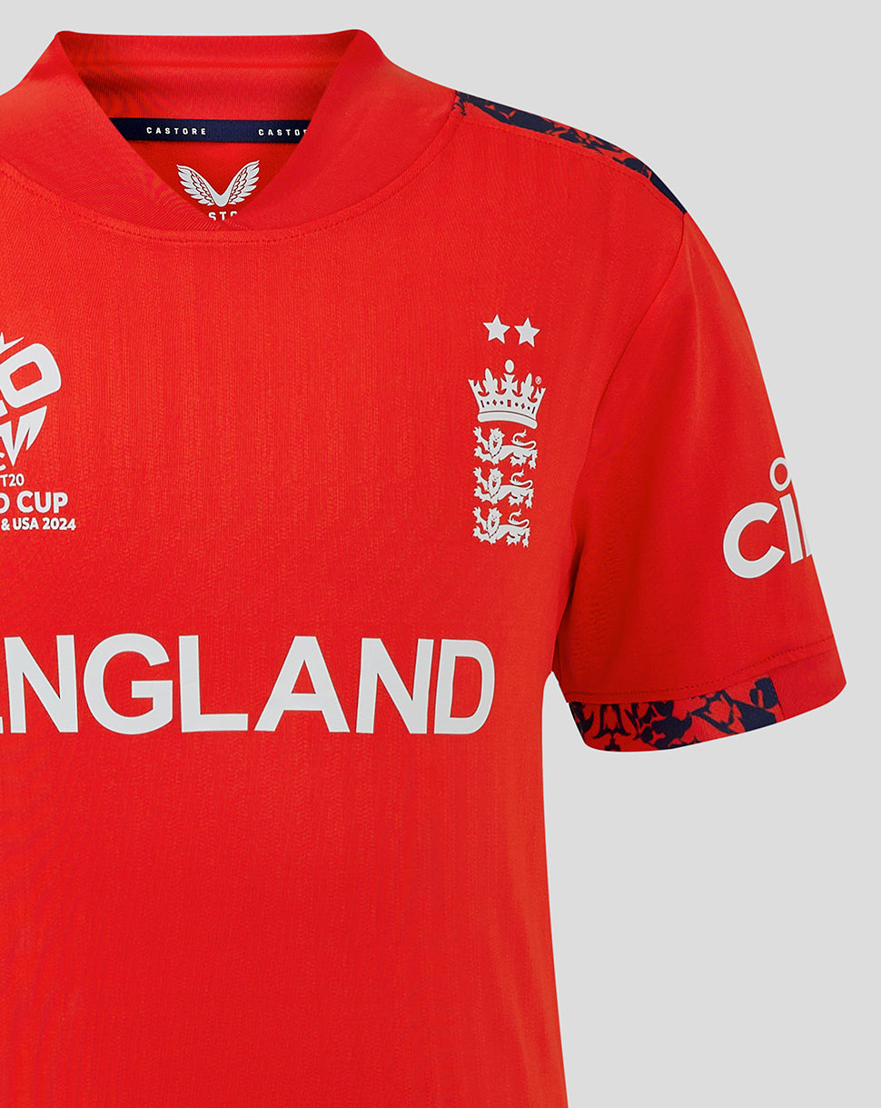 England Cricket Junior 24/25 T20 World Cup Shirt - Red