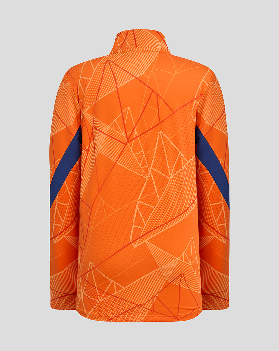 Rangers 24/25 Junior League Matchday 1/4 Zip Midlayer - Vibrant Orange/Blue Depths
