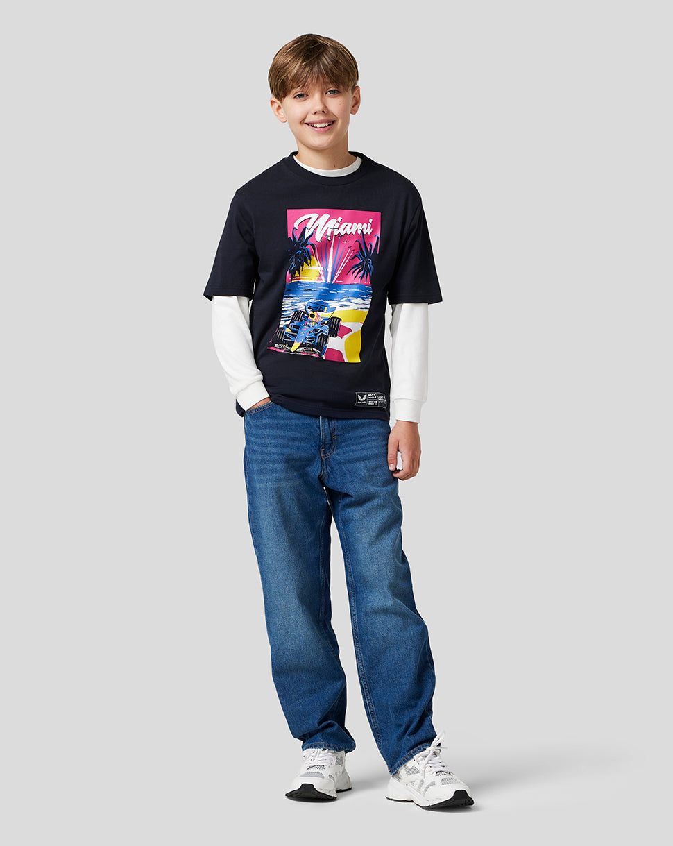 Oracle Red Bull Racing Juniors Miami Short Sleeve T-Shirt - Night Sky