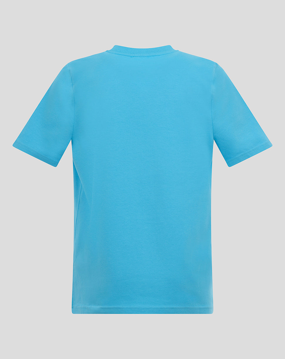Back view of Aquarius blue Dinamo Zagreb tee, plain blue with short sleeves