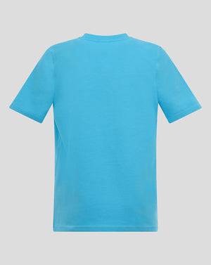 Back view of Aquarius blue Dinamo Zagreb tee, plain blue with short sleeves
