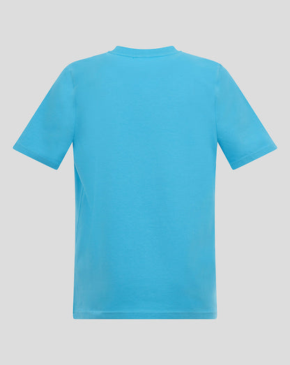 Back view of Aquarius blue Dinamo Zagreb tee, plain blue with short sleeves