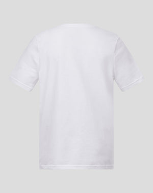 White t-shirt on a light gray background