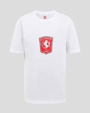White junior FC Twente Core Logo T-Shirt with a red crest centered on the chest