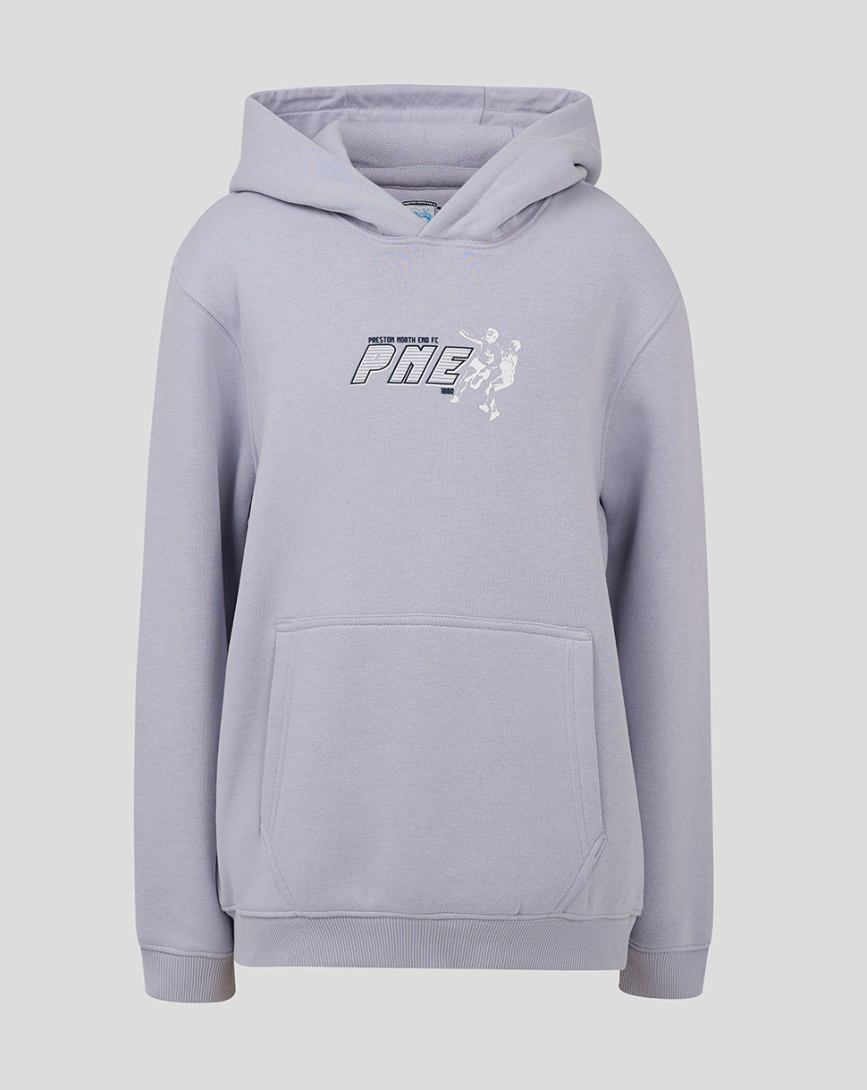 Light blue junior hoodie with a front kangaroo pocket and PNE logo on the chest.