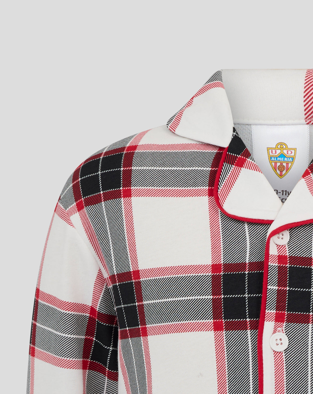 Almeria Junior Langer Pyjama-Set – Weiss/Rot - Weiss/Rot