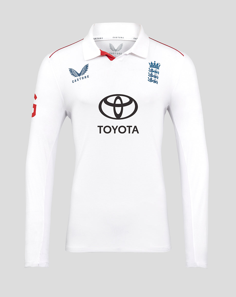 England Cricket Test Men's Pro Long Sleeve Shirt 25/26 - Brilliant White