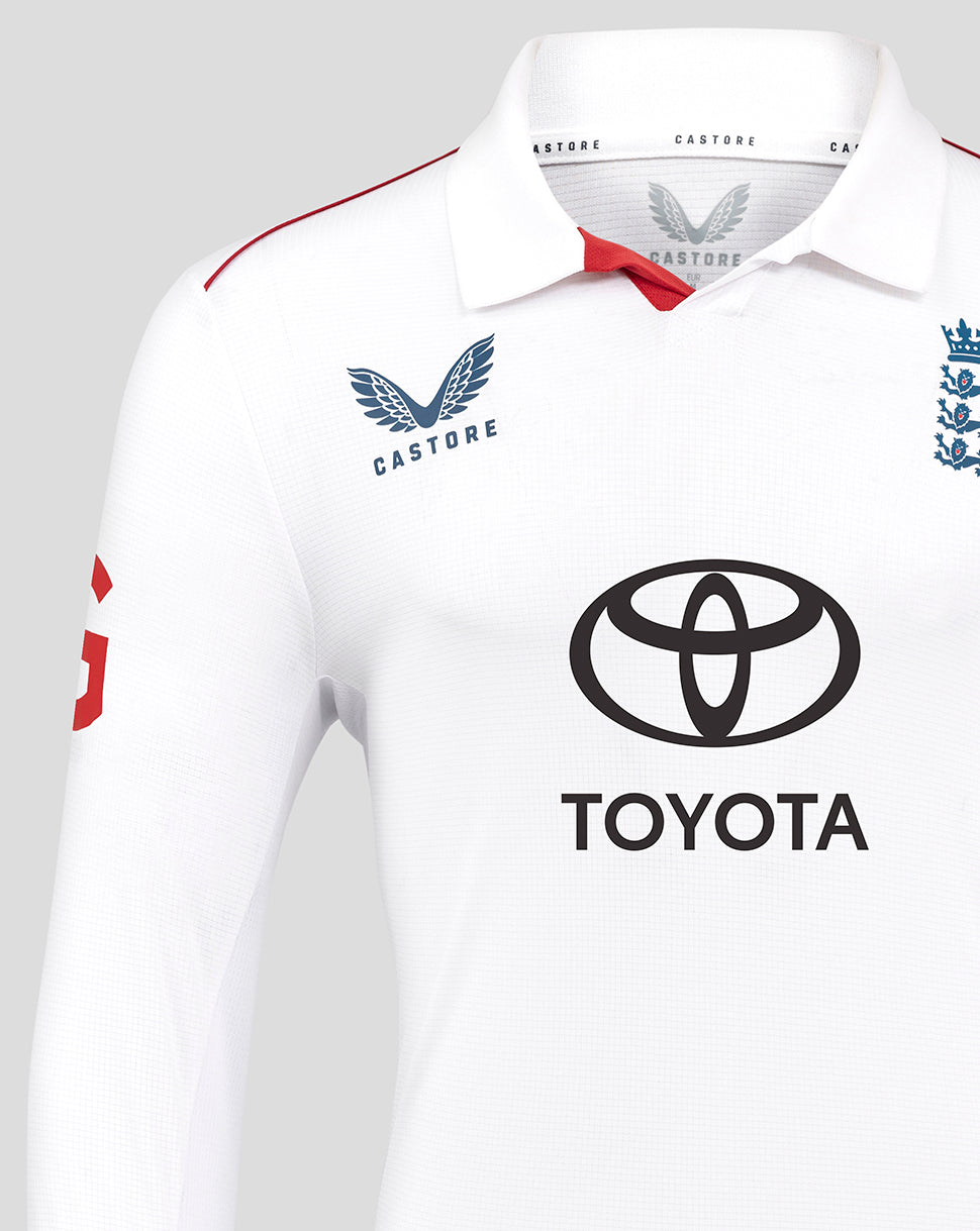 England Cricket Test Men's Pro Long Sleeve Shirt 25/26 - Brilliant White