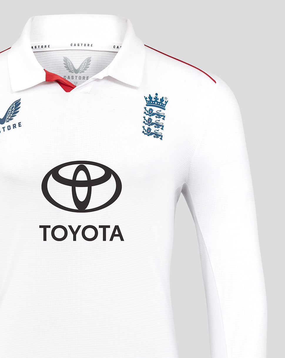 England Cricket Test Men's Pro Long Sleeve Shirt 25/26 - Brilliant White