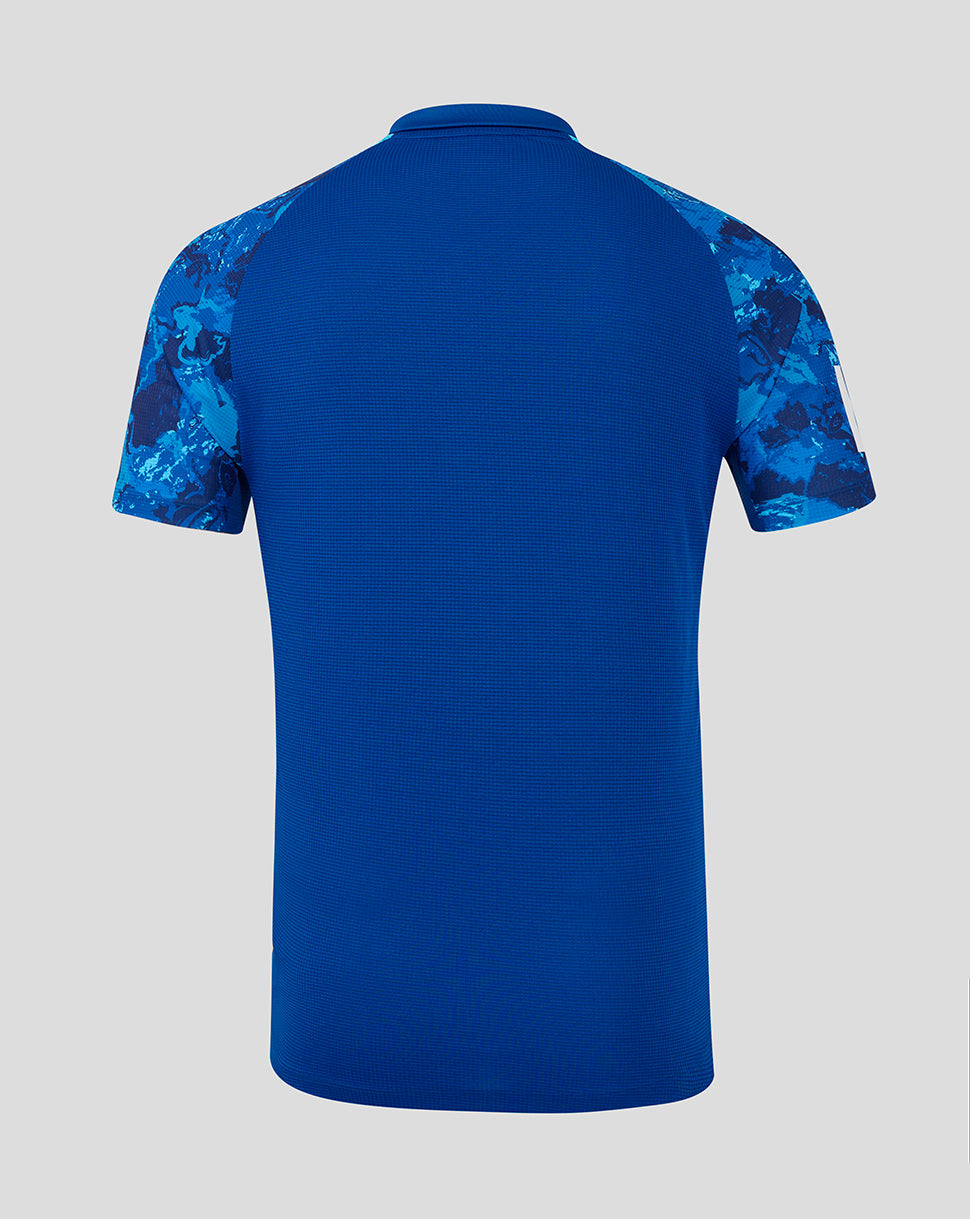 England Cricket Odi Men's Pro Short Sleeve Shirt 25/26 - True Blue/Swim Cap