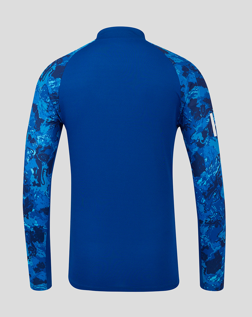 England Cricket Odi Men's Pro Long Sleeve Shirt 25/26 - True Blue/Swim Cap