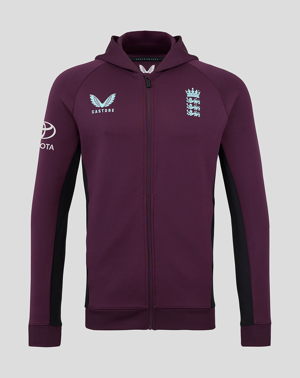England Cricket Training Men Full Zip Hoody 25/26 - Blackberry Wine/Caviar