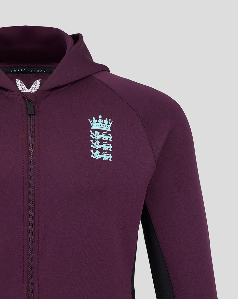 England Cricket Training Men Full Zip Hoody 25/26 - Blackberry Wine/Caviar