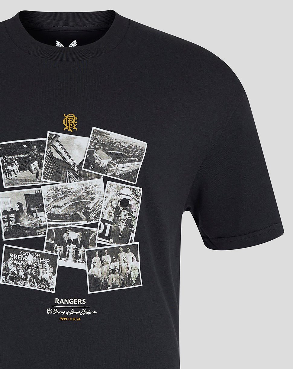 Rangers FC Men's Ibrox 125 Heritage T-Shirt Black - 24/25 - Black