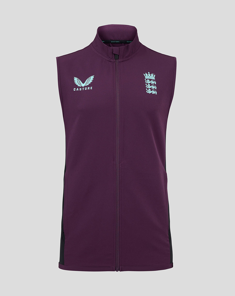 England Cricket Training Men's Gilet 25/26 - Blackberry Wine/Caviar