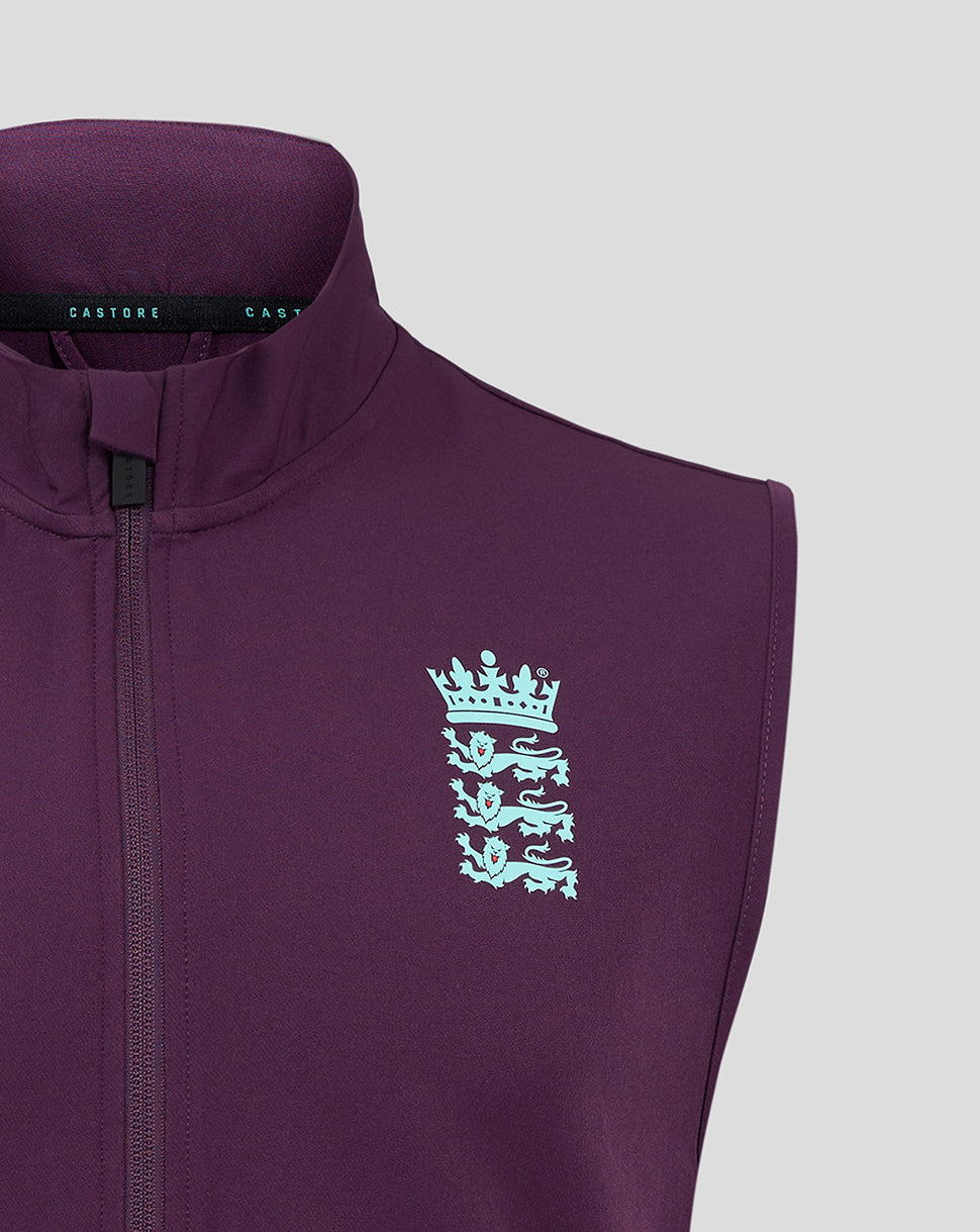 England Cricket Training Men's Gilet 25/26 - Blackberry Wine/Caviar