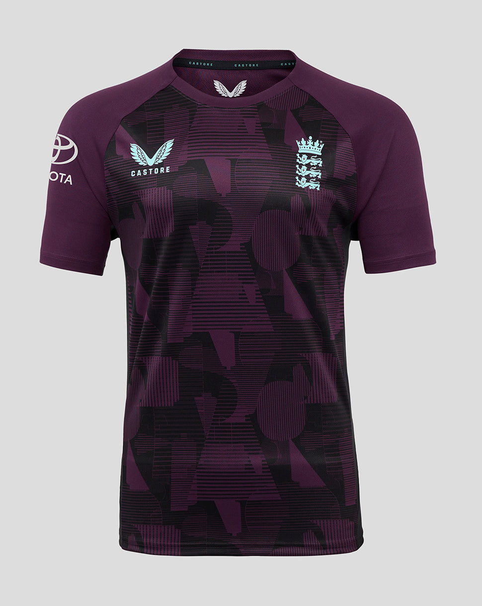 England Cricket Training Men's Short Sleeve Tee 25/26 - Blackberry Wine/Caviar