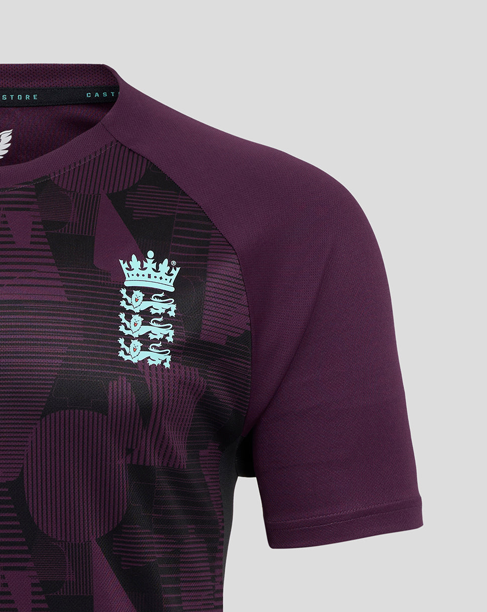England Cricket Training Men's Short Sleeve Tee 25/26 - Blackberry Wine/Caviar