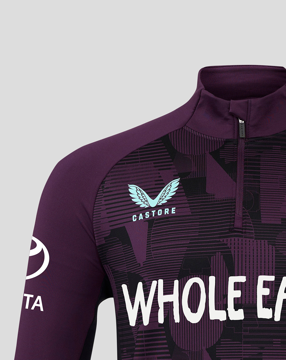 England Cricket Men's 25/26 Pro Quarter Zip Training Top - Blackberry Wine/Caviar
