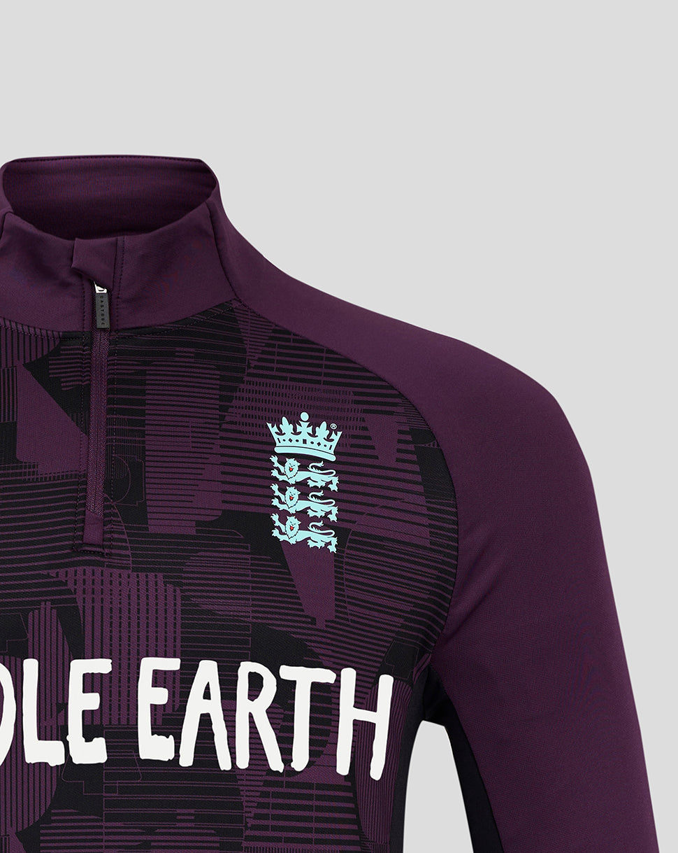 England Cricket Men's 25/26 Pro Quarter Zip Training Top - Blackberry Wine/Caviar