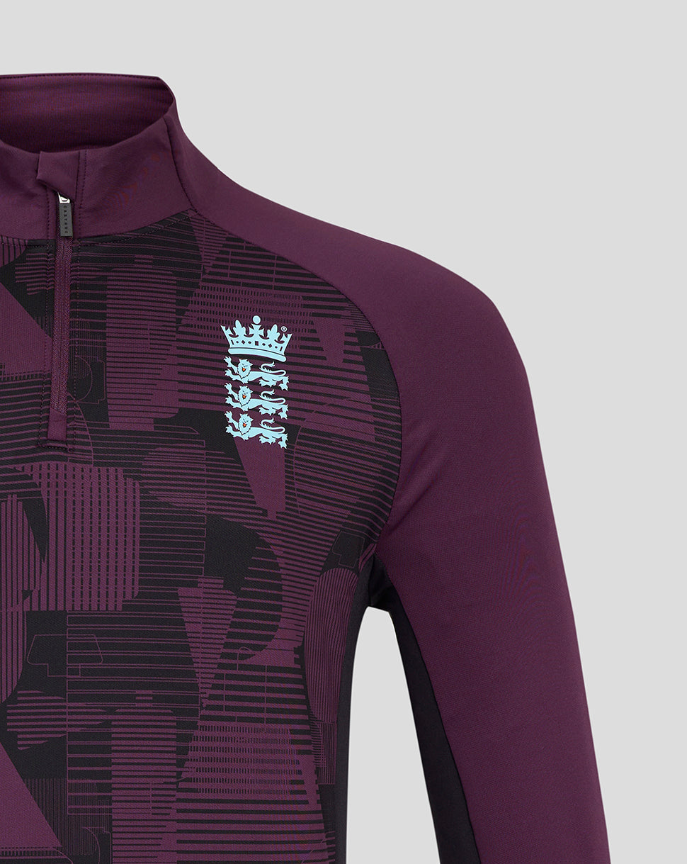 England Cricket Training Men's 1/4 Zip Top 25/26 - Blackberry Wine/Caviar