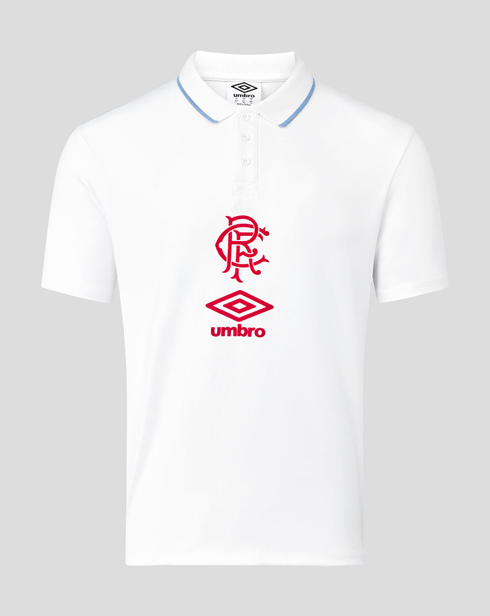 Rangers Men's 25/26 Travel Short Sleeve Polo - White - Brilliant White/Lollipop