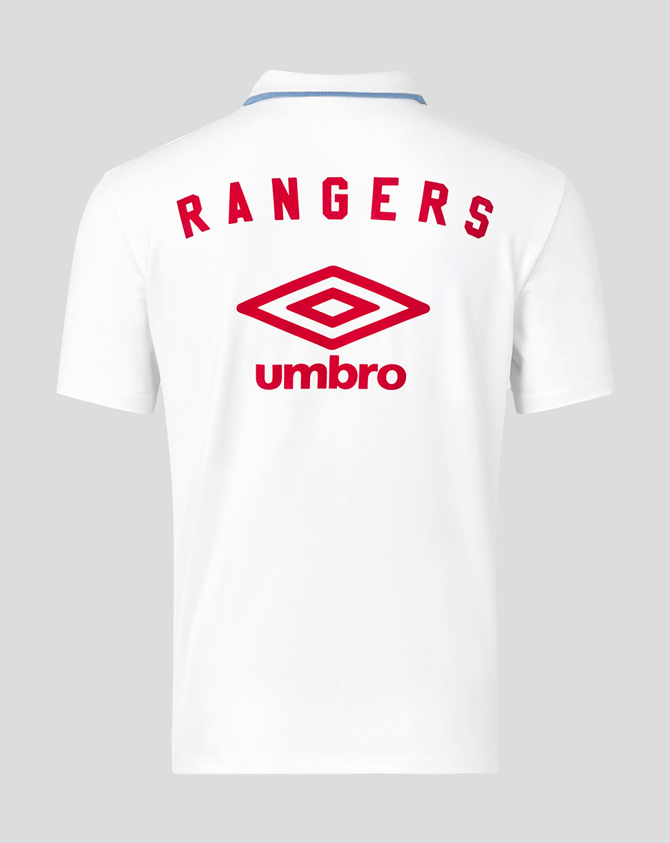 Rangers Men's 25/26 Travel Short Sleeve Polo - White - Brilliant White/Lollipop
