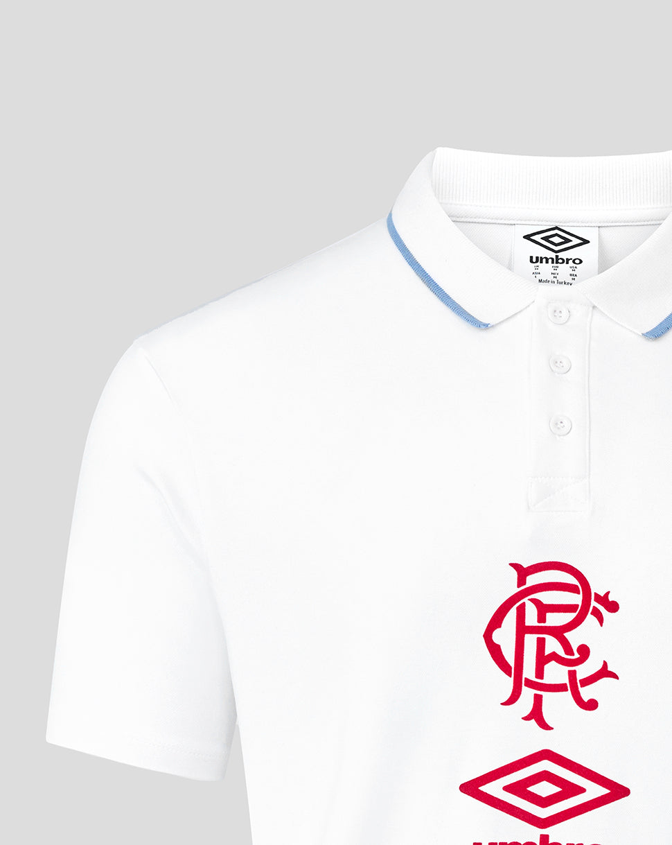 Rangers Men's 25/26 Travel Short Sleeve Polo - White - Brilliant White/Lollipop