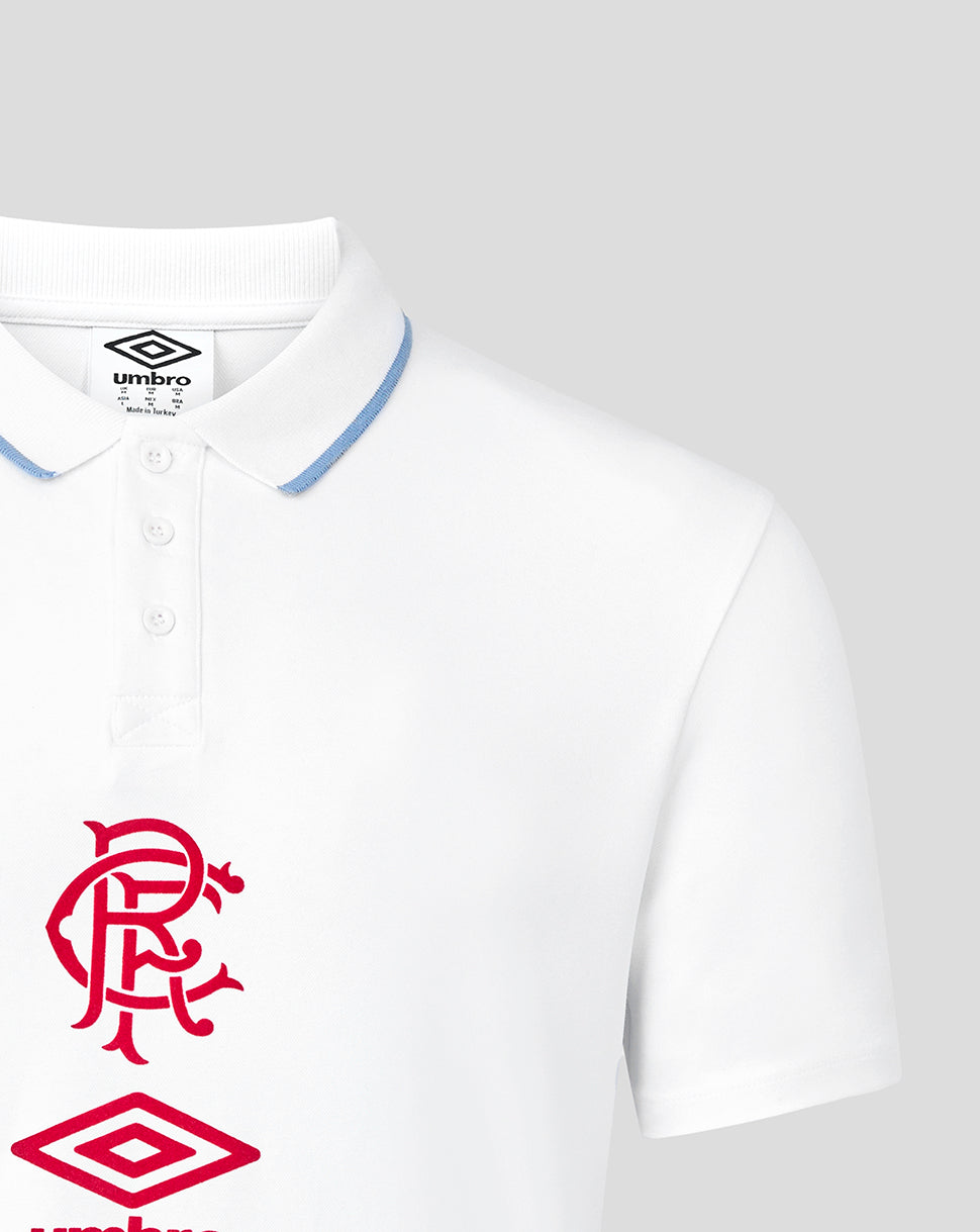 Rangers Men's 25/26 Travel Short Sleeve Polo - White - Brilliant White/Lollipop