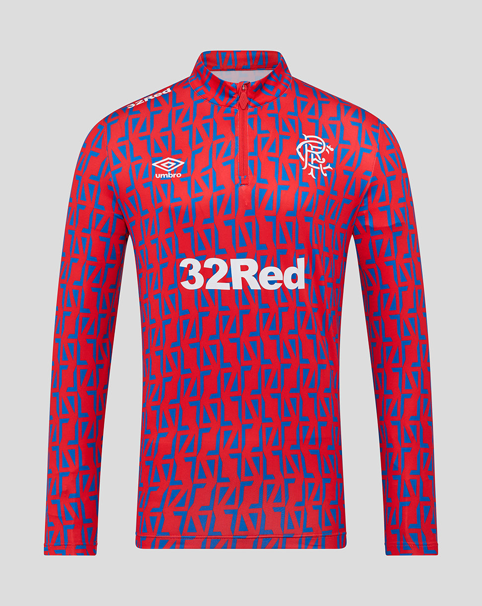 Rangers Men's 25/26 Away Matchday 1/4 Zip - Flame Scarlet/Lapis Blue