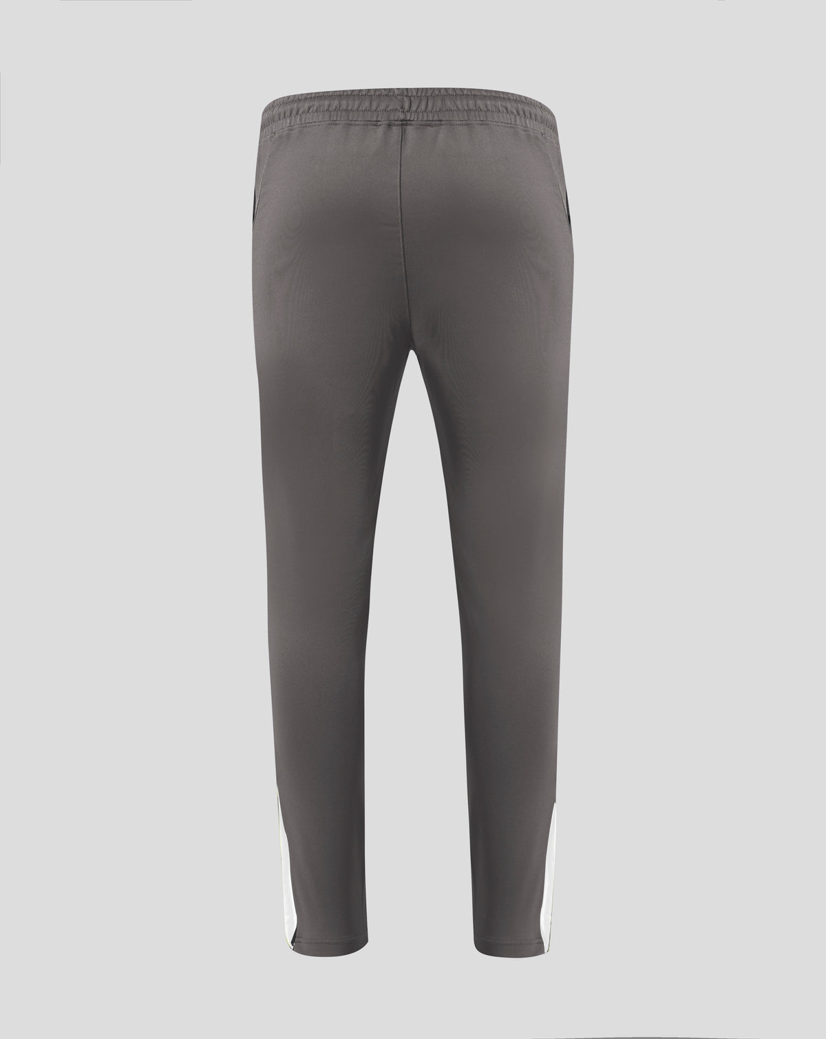 Back view of dark gray Everton performance knit pants with crest on the left thigh.