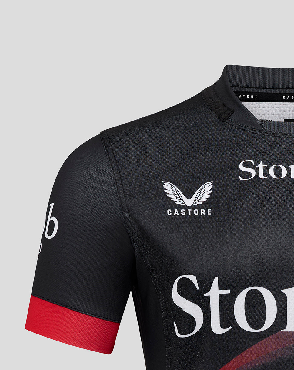 Saracens Mens 25/26 Pro Home Shirt - Caviar/Racing Red