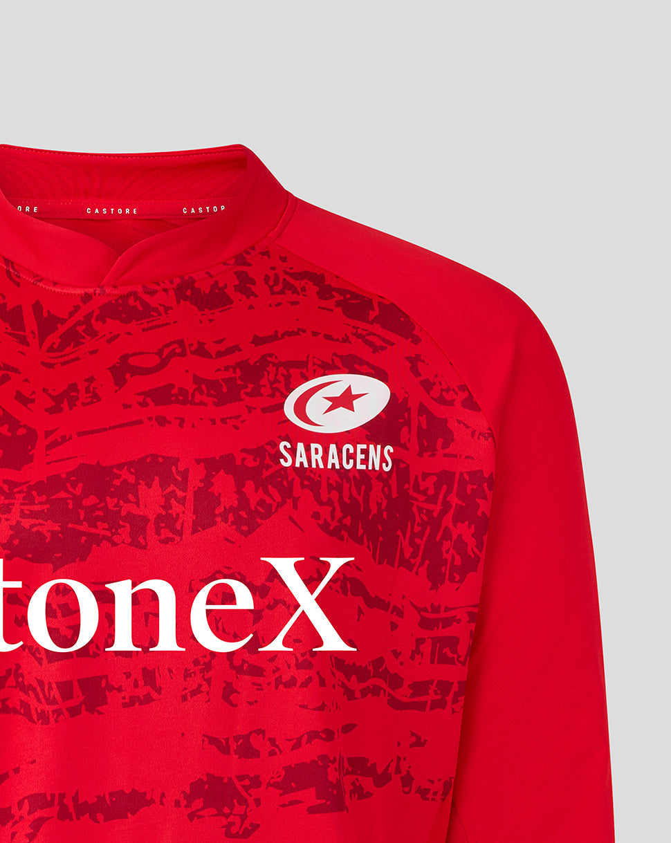Saracens Men's 25/26 Matchday Midlayer Drill Top - Racing Red