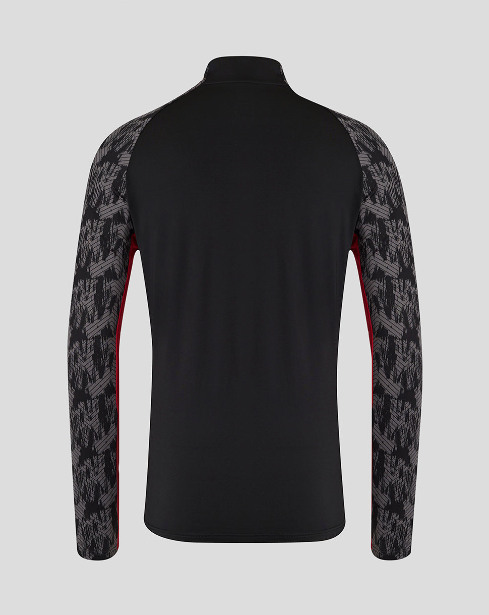 Saracens Men's 25/26 Training 1/4 Zip - Caviar - Black/Red