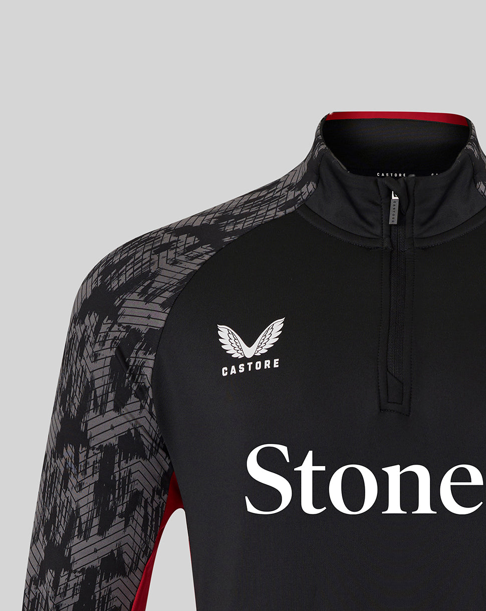 Saracens Men's 25/26 Training 1/4 Zip - Caviar - Black/Red