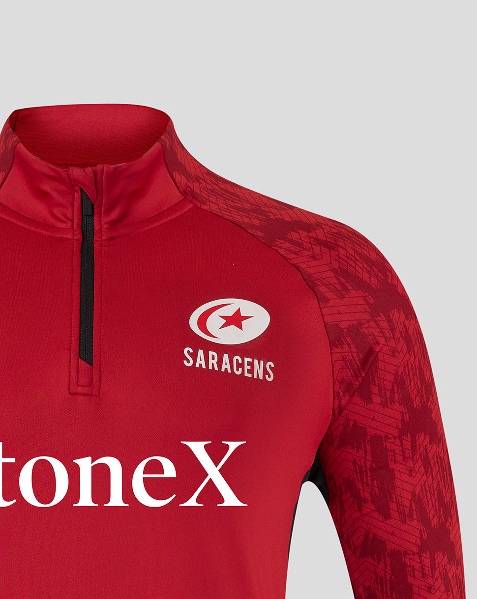 Saracens Men's 25/26 Training 1/4 Zip - Rhythmic Red - Red/Black