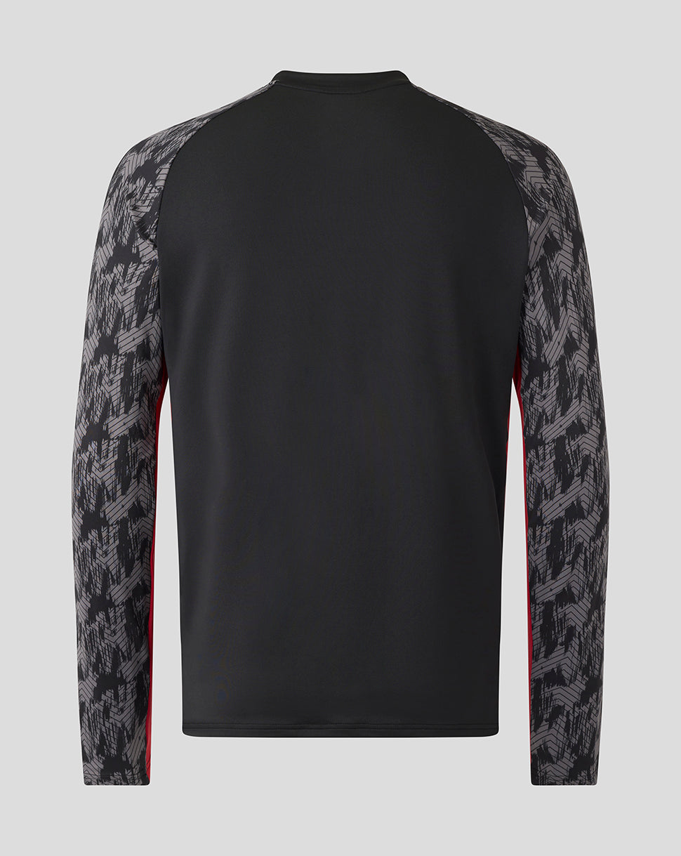 Saracens Men's 25/26 Training Drill Top - Caviar - Black/Red