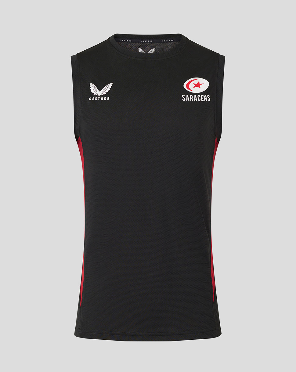Saracens Men's 25/26 Training Vest - Caviar - Black/Red