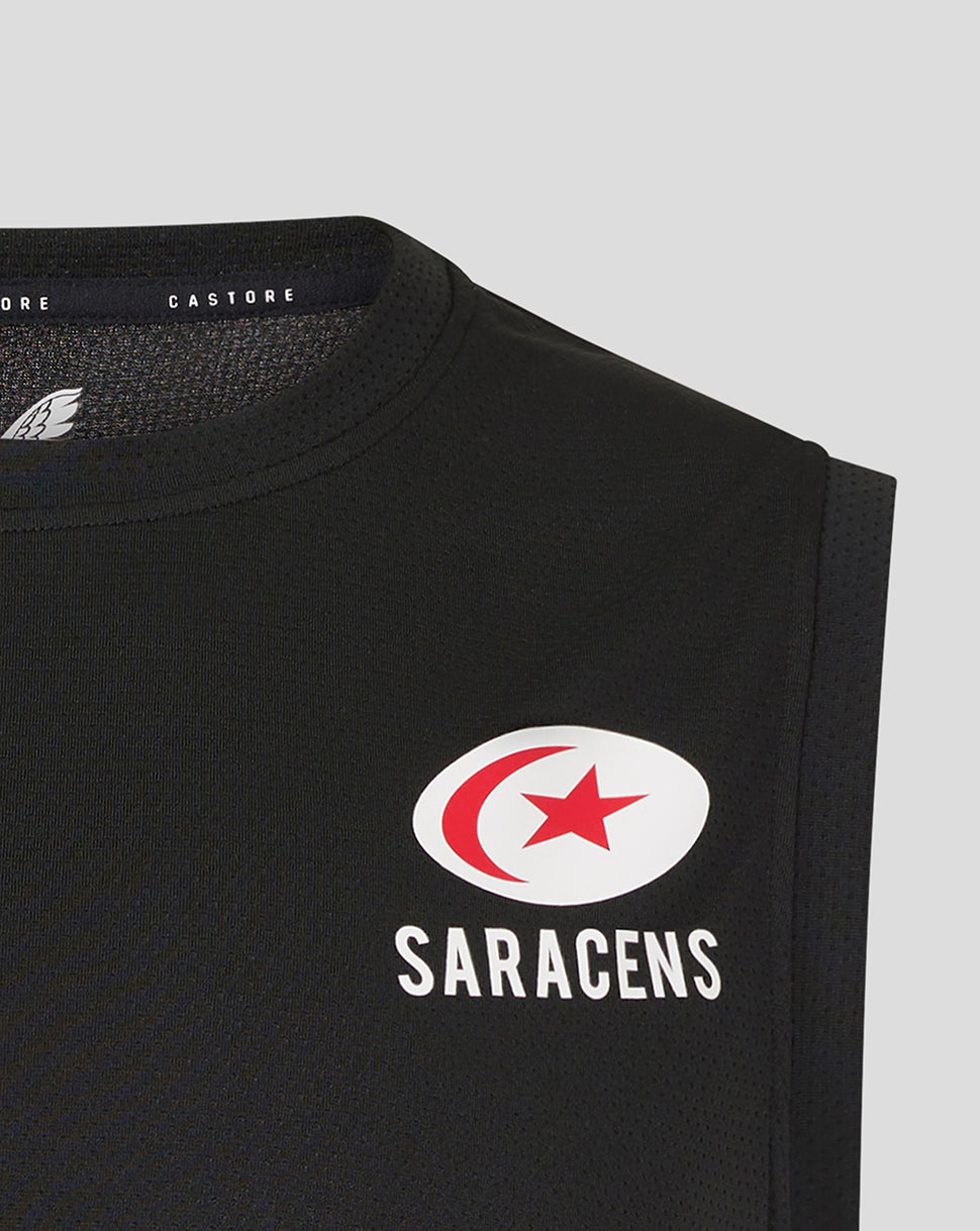 Saracens Men's 25/26 Training Vest - Caviar - Black/Red