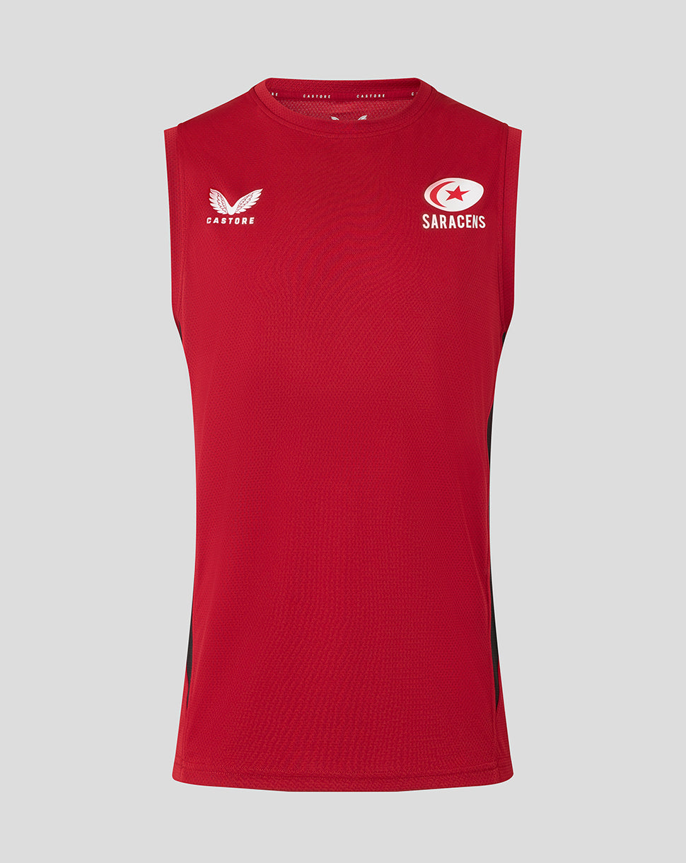 Saracens Men's 25/26 Training Vest - Rhythmic Red - Red/Black