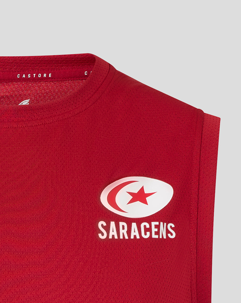 Saracens Men's 25/26 Training Vest - Rhythmic Red - Red/Black