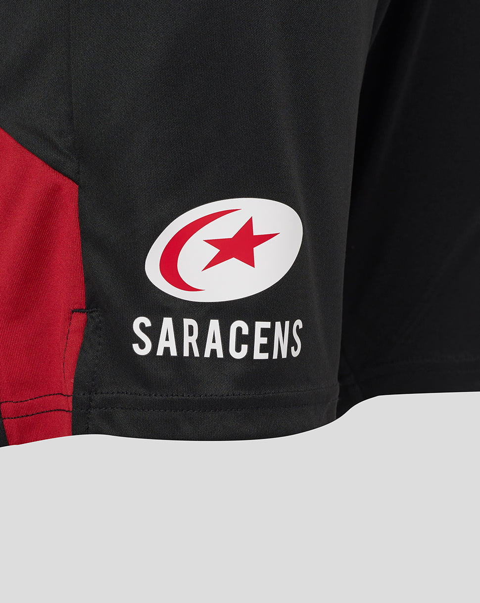 Saracens Men's 25/26 Training Knit Shorts - Caviar - Caviar/Rhythmic Red